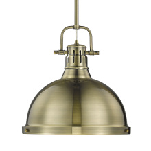 Golden 3604-L AB-AB - Yep by Golden Lighting Duncan 1-light 14in Rod Hung Pendant in Aged Brass